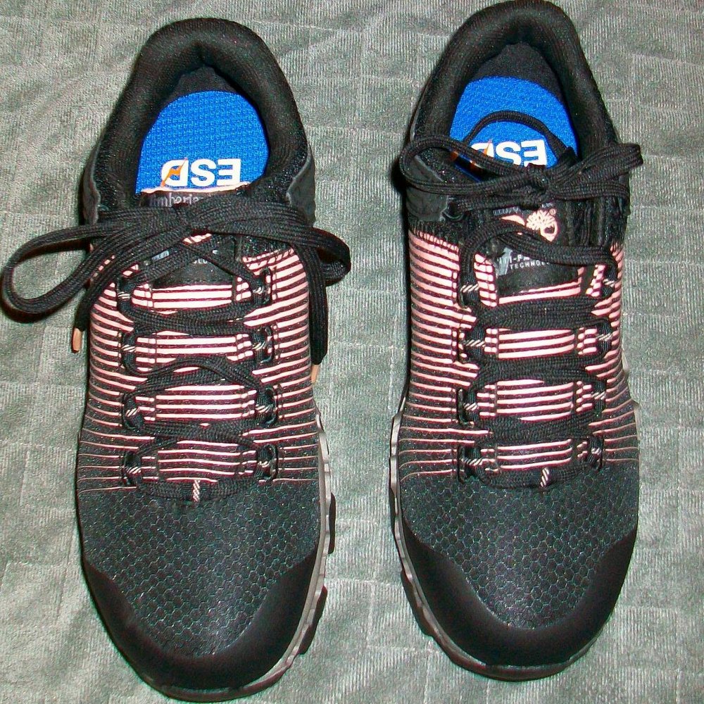 TIMBERLAND PRO WOMEN'S POWERTRAIN SPORT ALLOY TOE ESD WORK SHOES Black Pink